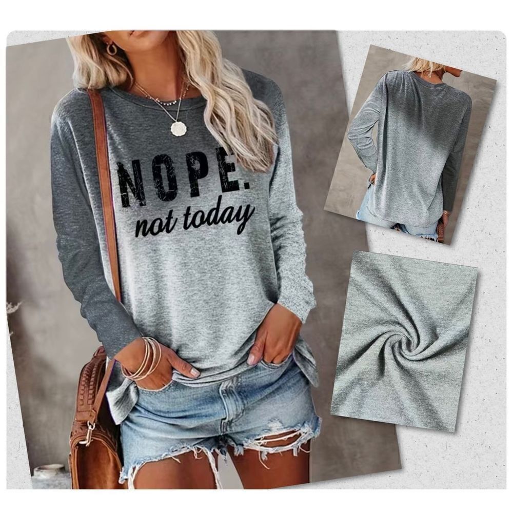 NWT Woman’s SZ S Gray Ombré “NOPE NOT TODAY” Casual Top Blouse